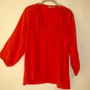 Orange Tucker silk blouse